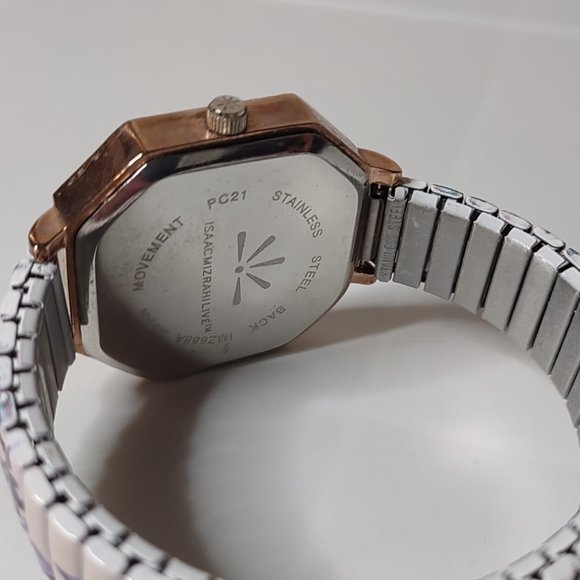 6 Inch Isaac Mizrahi Watch With Purple Floral Stretch Band - Picture 7 of 10